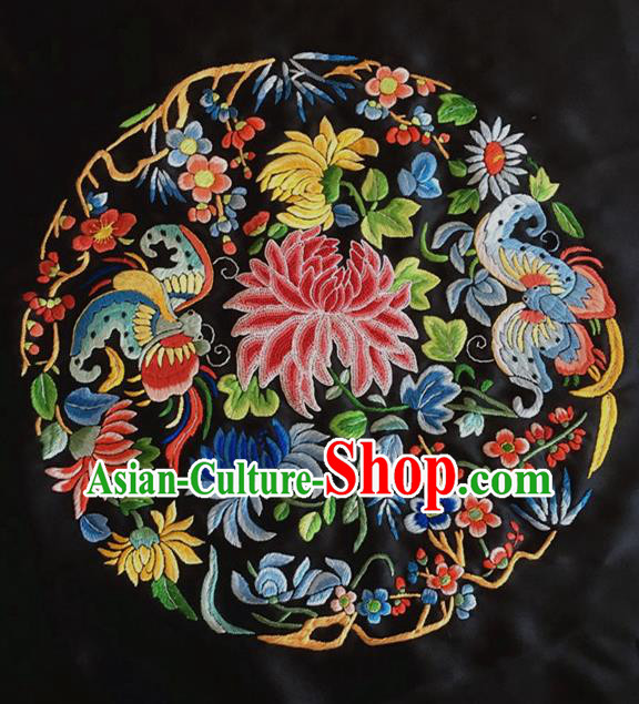 Asian Chinese Traditional Embroidered Chrysanthemum Silk Patches Handmade Embroidery Craft