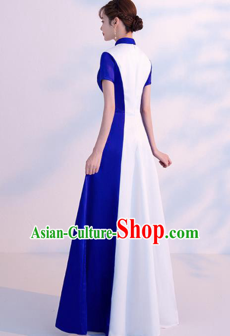 Chinese Traditional Costumes Elegant Embroidered White Cheongsam Full Dress for Women