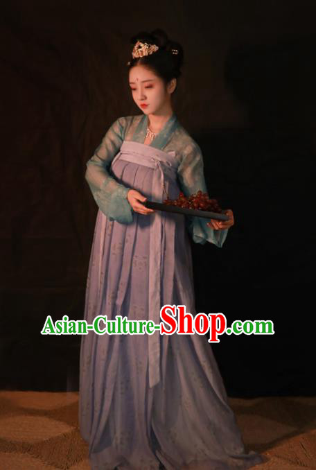 Traditional Chinese Tang Dynasty Princess Hanfu Dress Ancient Peri Silk Historical Costumes Complete Set