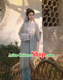 Traditional Chinese Ancient Taoist Nun Hanfu Dress Ming Dynasty Nobility Lady Silk Historical Costumes Complete Set