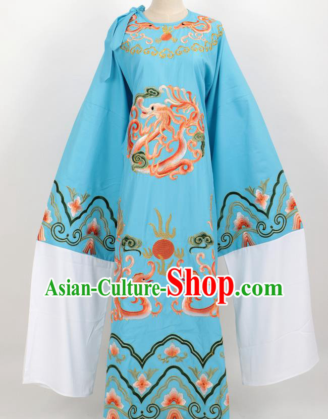 Professional Chinese Traditional Beijing Opera Niche Blue Ceremonial Robe Ancient Number One Scholar Costume for Men