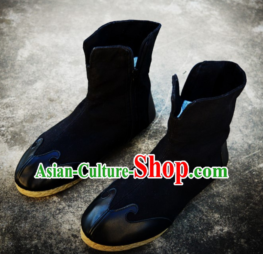 Chinese Classical Warrior Black Shoes Boots for Men