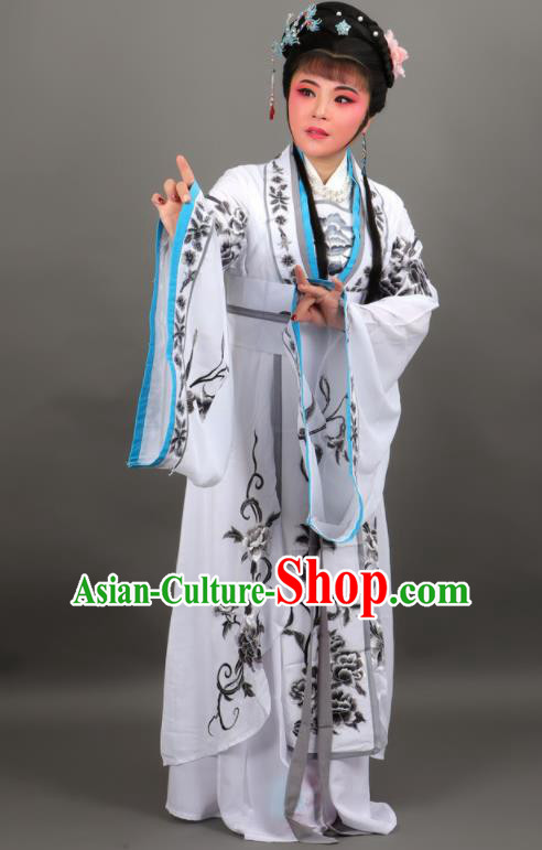 Chinese Traditional Peking Opera Diva Empress White Dress Ancient Court Queen Costume for Women