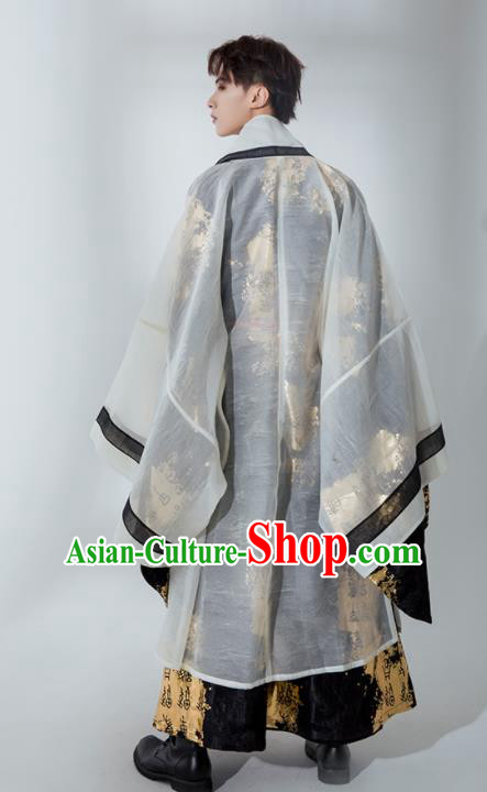 Asian Chinese Jin Dynasty Crown Prince Hanfu Clothing Traditional Ancient Swordsman Costumes for Men