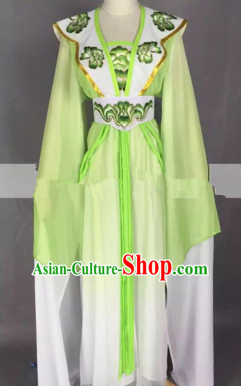 Chinese Traditional Peking Opera Actress Court Maid Green Dress Ancient Rich Lady Costume for Women