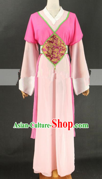 Chinese Traditional Peking Opera Actress Court Maid Rosy Dress Ancient Servant Girl Costume for Women