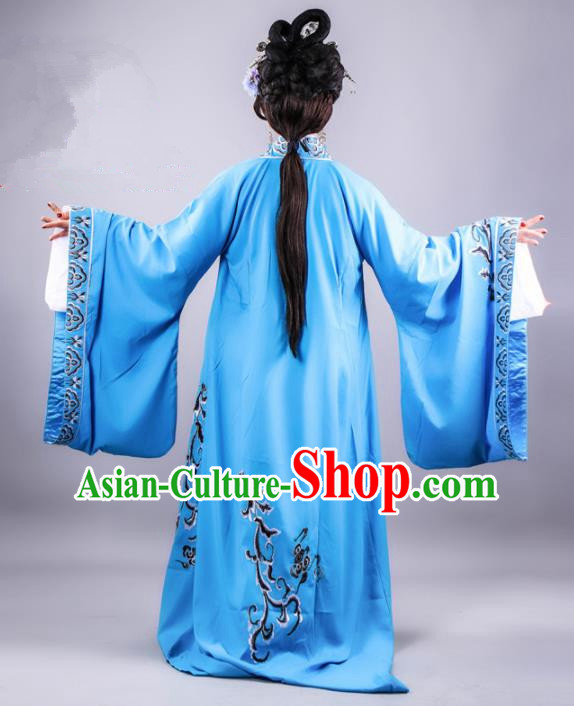 Chinese Traditional Peking Opera Royal Queen Blue Dress Ancient Empress Costume for Women