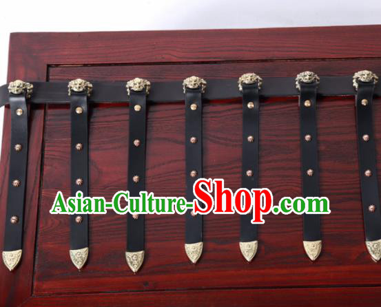 Chinese Traditional Tang Dynasty Imperial Bodyguard Hanfu Belts Ancient Swordsman Leather Waistband for Men