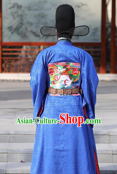 Asian Chinese Ming Dynasty Officer Ceremonial Robe Traditional Ancient Minister Costumes for Men