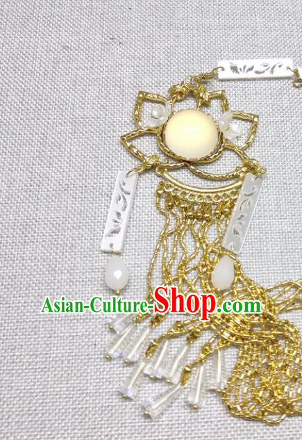 Chinese Traditional Hanfu Golden Lotus Waist Accessories Ancient Princess Tassel Belt Pendant for Women