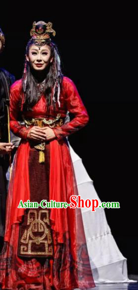Chinese Ancient Stateswoman Queen Fu Hao Red Hanfu Dress Shang Dynasty Empress Fuhao Costumes Complete Set