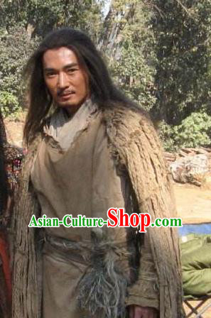 Chinese Ancient Mythology God Shennong Clothing Divine Farmer Emperor Red Yandi Costumes Complete Set