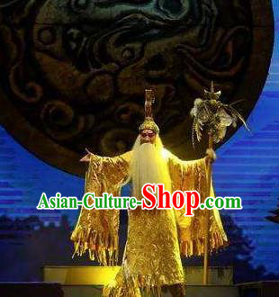 Chinese Ancient Mythology Yellow Emperor Xuanyuan Clothing Tribal King Huangdi Costumes Complete Set