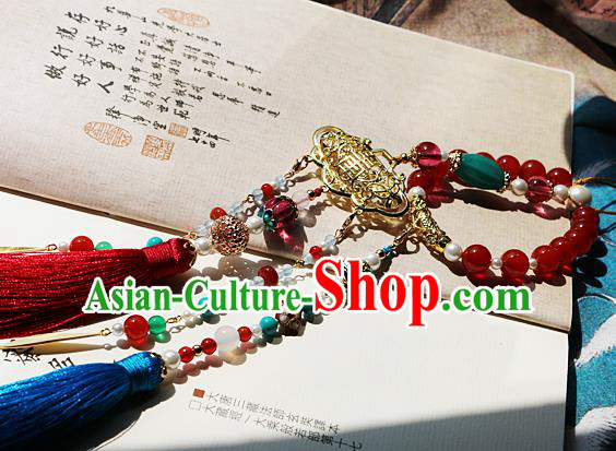 Chinese Ancient Ming Dynasty Imperial Consort Tassel Brooch Pendant Traditional Hanfu Court Accessories for Women