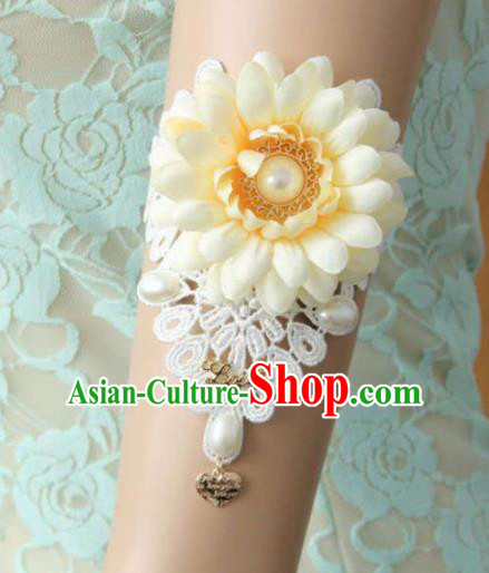 Top Grade Halloween Queen White Lace Armlet Fancy Ball Handmade Sunflower Bracelet for Women