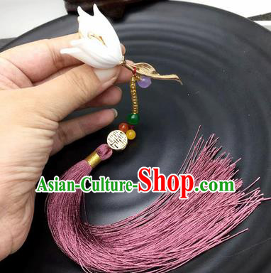 Chinese Traditional Hanfu Lily Flower Breastpin Accessories Ancient Qing Dynasty Imperial Consort Brooch Pendant for Women