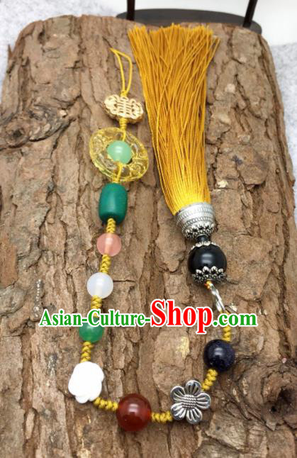Chinese Traditional Hanfu Court Tassel Accessories Ancient Qing Dynasty Imperial Consort Brooch Pendant for Women