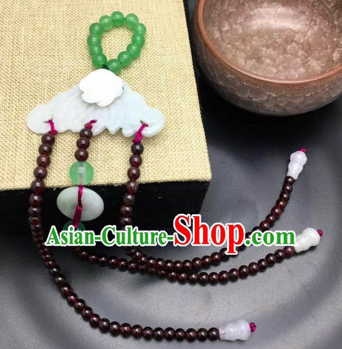 Chinese Ancient Qing Dynasty Imperial Consort Garnet Brooch Pendant Traditional Hanfu Court Accessories for Women
