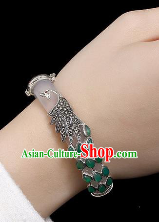 Chinese Traditional Hanfu Jewelry Accessories Jade Bracelet Ancient Qing Dynasty Princess Bangle for Women