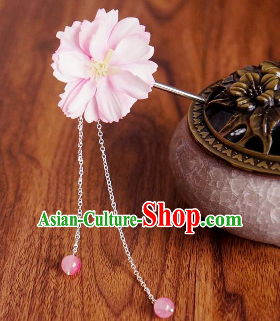 Chinese Ancient Song Dynasty Princess Pink Peach Flower Hairpins Traditional Hanfu Court Hair Accessories for Women