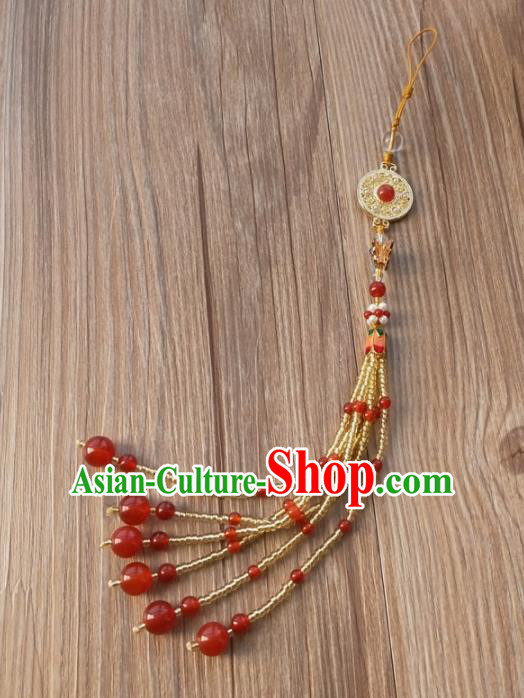 Chinese Traditional Hanfu Golden Tassel Brooch Pendant Ancient Cheongsam Breastpin Accessories for Women