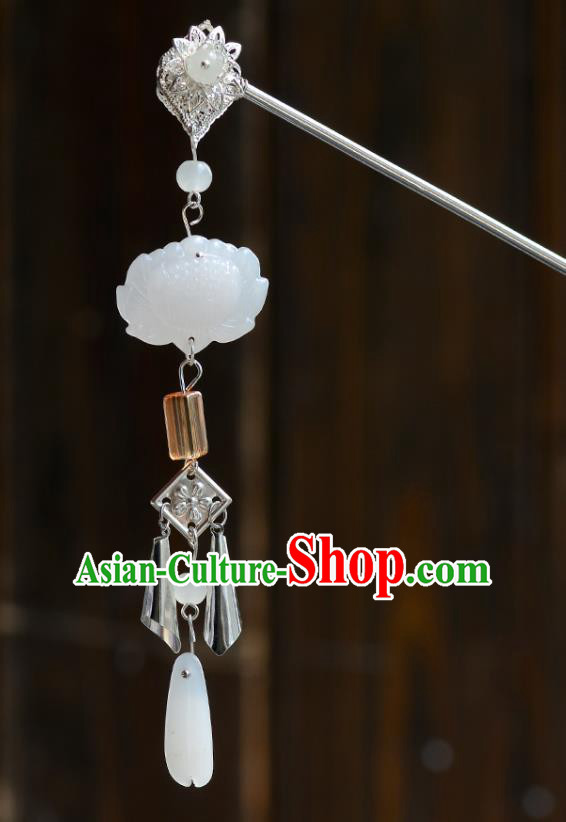 Chinese Ancient Tang Dynasty Palace Princess White Lotus Hairpins Traditional Hanfu Court Hair Accessories for Women