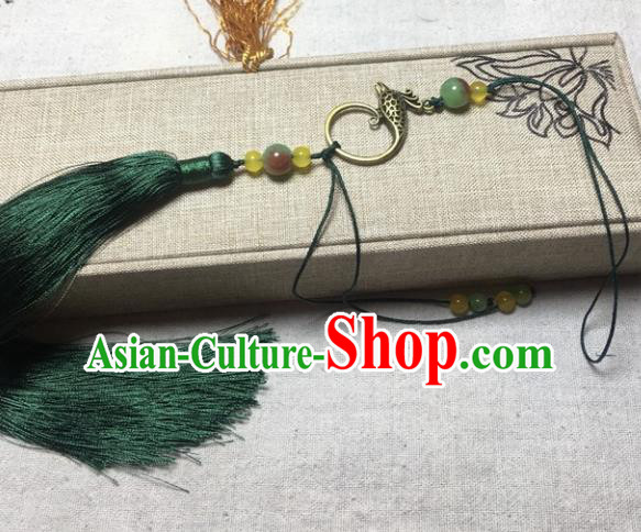 Chinese Traditional Handmade Belt Atrovirens Tassel Pendant Ancient Swordsman Waist Accessories