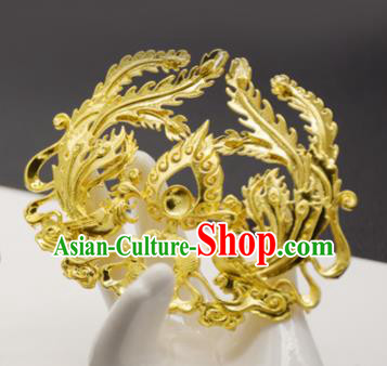 Chinese Ancient Ming Dynasty Queen Golden Phoenix Hairpins Traditional Hanfu Court Hair Accessories for Women