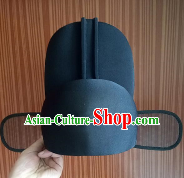 Chinese Traditional Handmade Ming Dynasty Minister Black Hat Ancient Drama Officer Headwear for Men