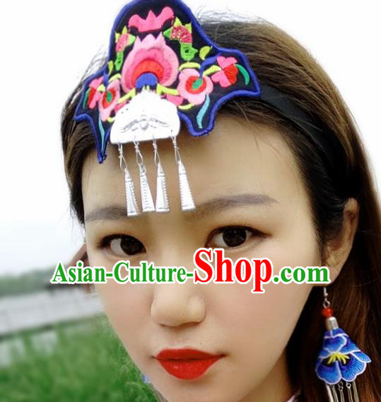 Chinese Traditional Ethnic Embroidered Pomegranate Headband National Handmade Hair Clasp for Women