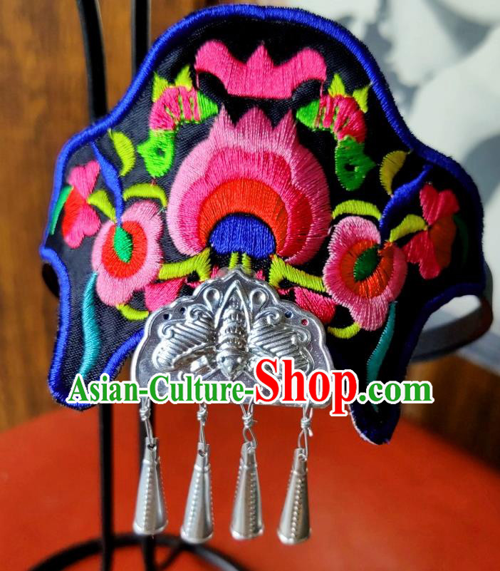 Chinese Traditional Ethnic Embroidered Pomegranate Headband National Handmade Hair Clasp for Women