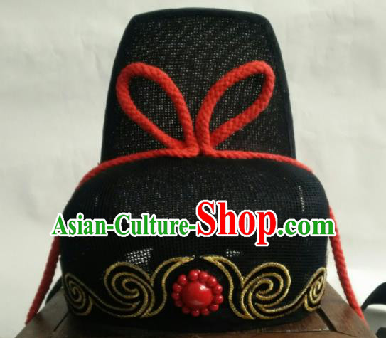 Chinese Traditional Handmade Song Dynasty Imperial Bodyguard Zhan Zhao Hat Ancient Drama Swordsman Headwear for Men