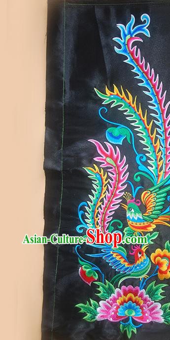 Chinese Traditional Embroidered Phoenix Peony Black Applique National Dress Patch Embroidery Cloth Accessories