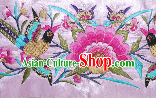 Chinese Traditional Embroidered Phoenix Peony Pink Applique National Dress Patch Embroidery Cloth Accessories