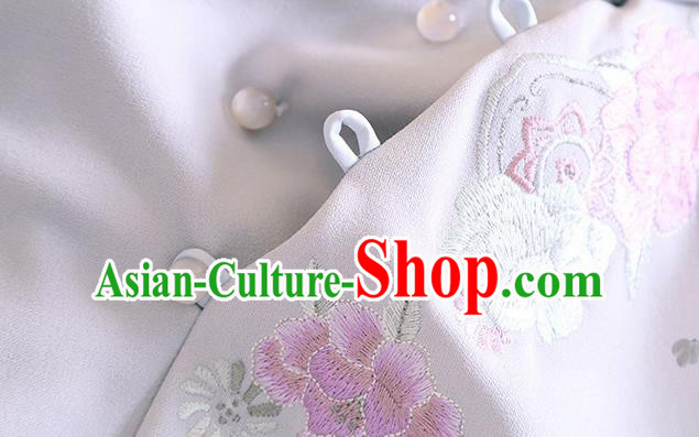 Chinese Traditional Tang Suit Embroidered Grey Cheongsam National Costume Qipao Dress for Women