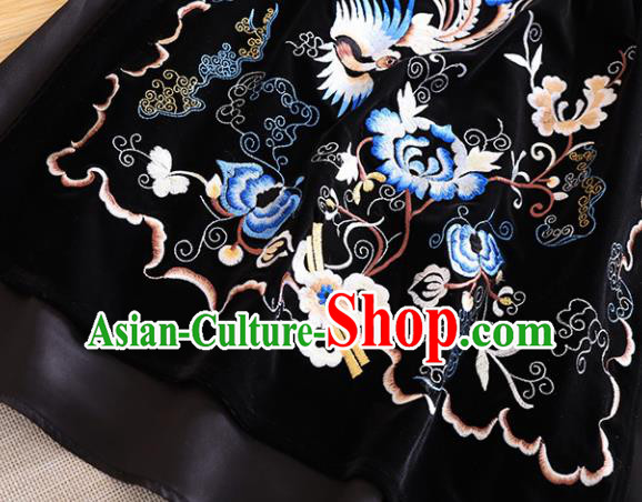 Chinese Traditional Embroidered Black Cheongsam National Costume Qipao Dress for Women