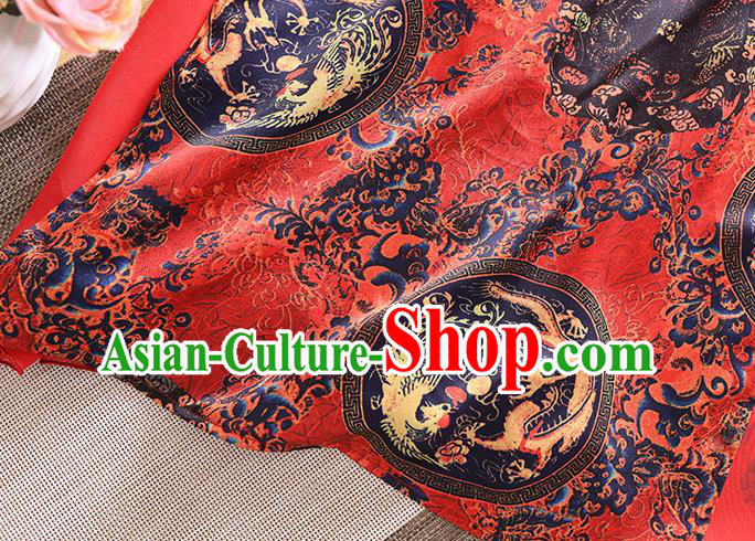 Chinese Traditional Tang Suit Printing Red Cheongsam National Costume Qipao Dress for Women