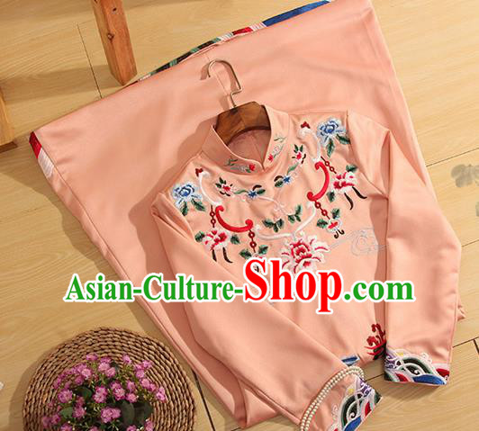 Traditional Chinese National Embroidered Phoenix Light Pink Qipao Dress Tang Suit Cheongsam Costume for Women