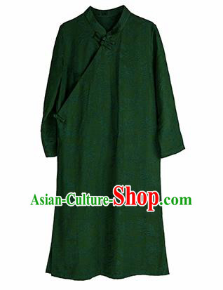 Traditional Chinese National Deep Green Qipao Dress Tang Suit Cheongsam Costume for Women
