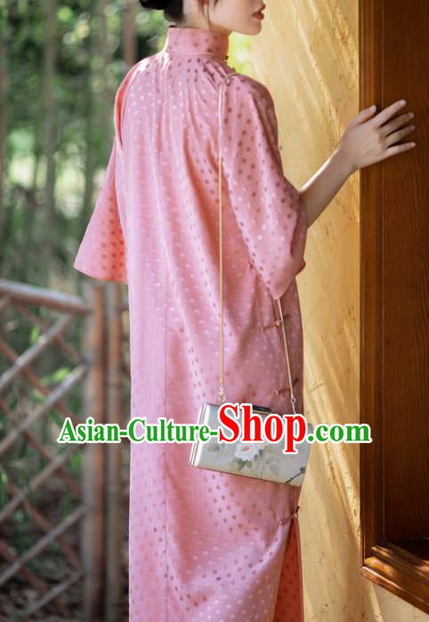 Traditional Chinese National Pink Qipao Dress Tang Suit Cheongsam Costume for Women