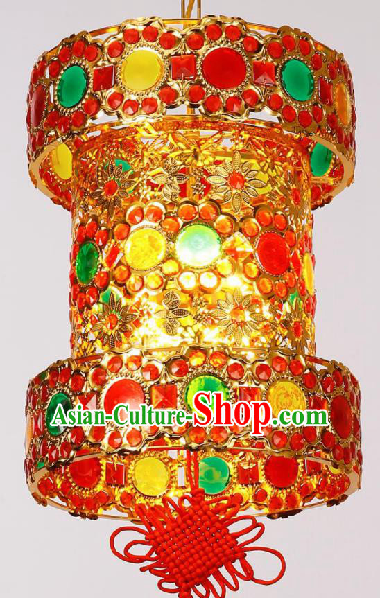 Chinese Traditional New Year Iron Crystal Palace Lantern Handmade Hanging Lantern Asian Ceiling Lanterns Ancient Lamp