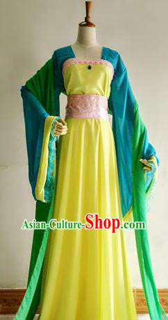 Chinese Traditional Cosplay Court Lady Costume Ancient Princess Yellow Hanfu Dress for Women