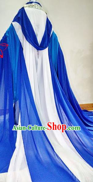 Chinese Traditional Cosplay Goddess Royalblue Costume Ancient Royal Princess Hanfu Dress for Women