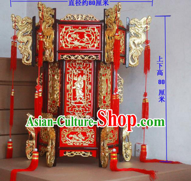 Chinese Traditional New Year Wood Carving Palace Lantern Asian Handmade Lantern Ancient Lamp