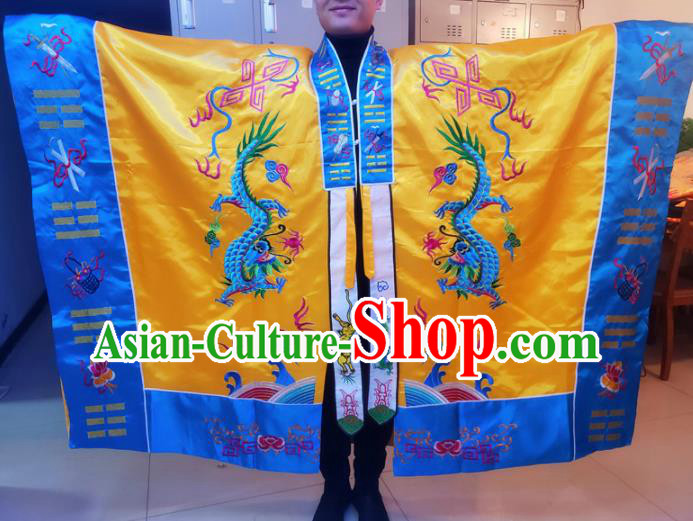 Chinese Traditional Taoism Costume Ancient Taoist Priest Cassocks Embroidered Golden Vestment