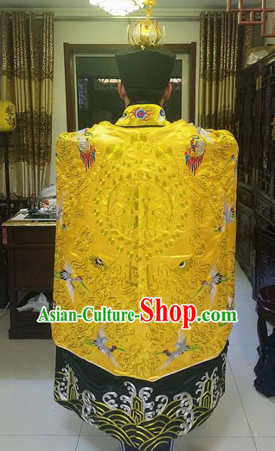 Chinese Traditional Taoism Costume Ancient Taoist Priest Cassocks Embroidered Crane Golden Vestment
