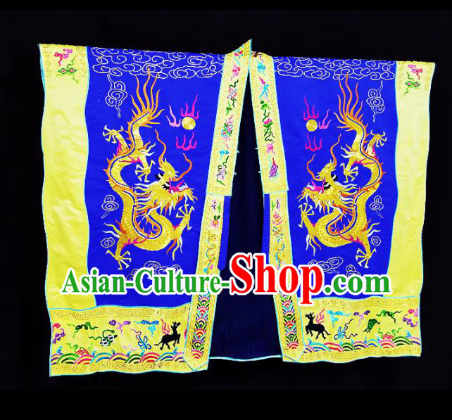 Chinese Traditional Taoism Costume Ancient Taoist Priest Cassocks Embroidered Dragon Royalblue Vestment