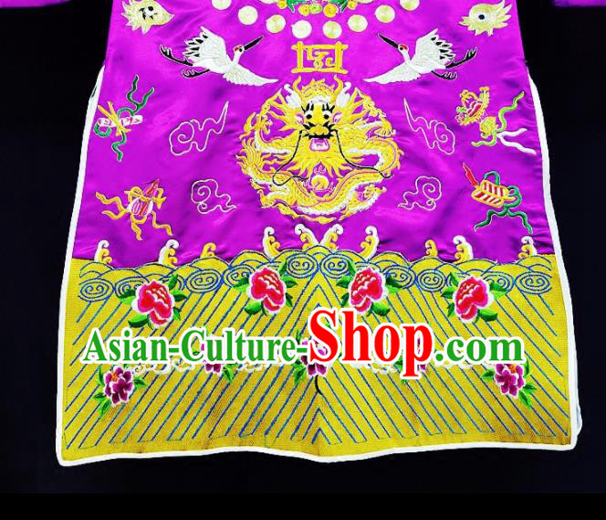 Chinese Ancient Taoist Priest Embroidered Cranes Purple Cassocks Traditional Taoism Vestment Costume
