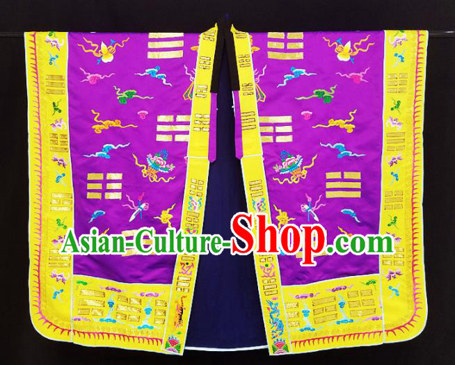 Chinese Ancient Taoist Priest Embroidered Tai Chi Dragon Purple Cassocks Traditional Taoism Vestment Costume