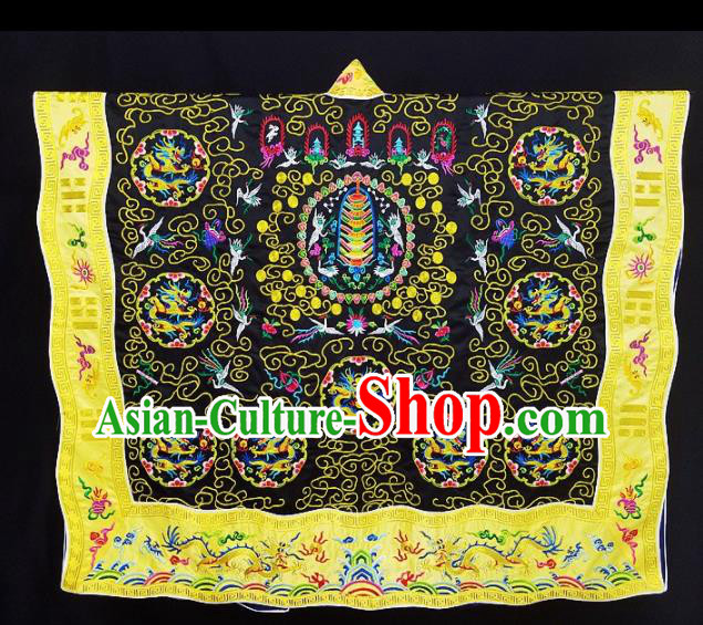 Chinese Ancient Taoist Priest Embroidered Round Dragons Black Cassocks Traditional Taoism Vestment Costume